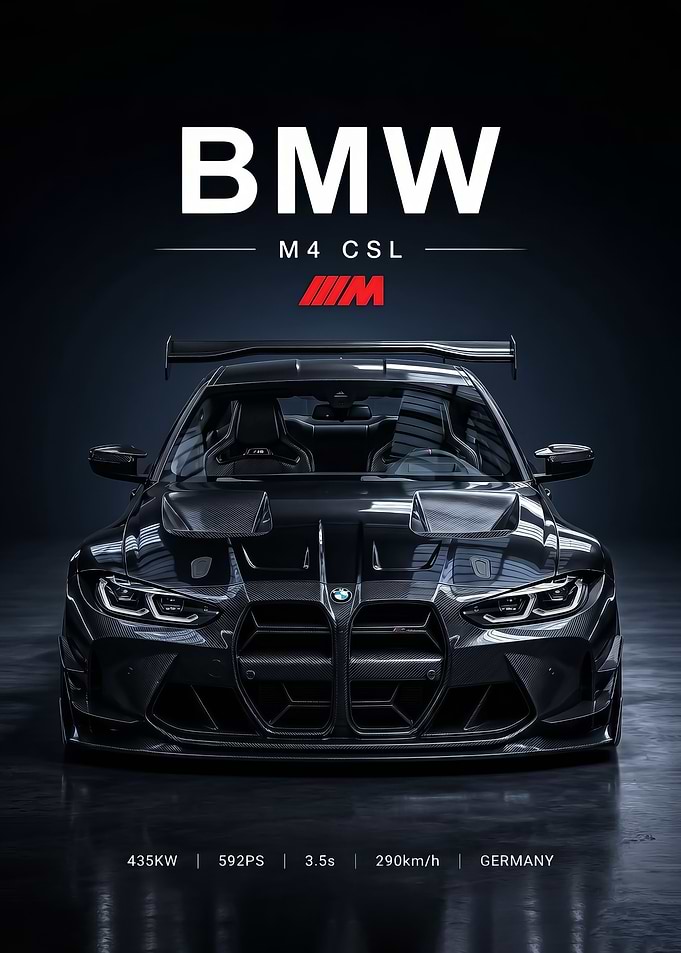 sleek dark black bmw m4 csl car Poster