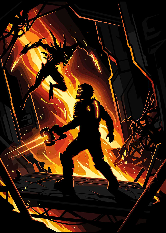 Isaac Clarke vs Necromorphs in Fire