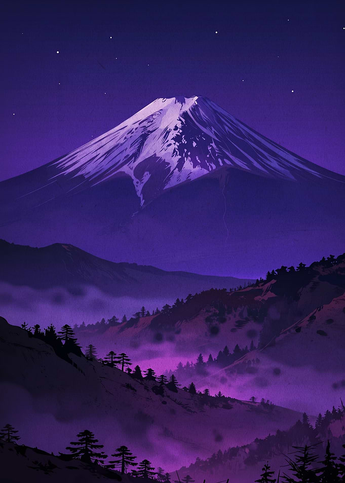 Misty Mountain Nightscape