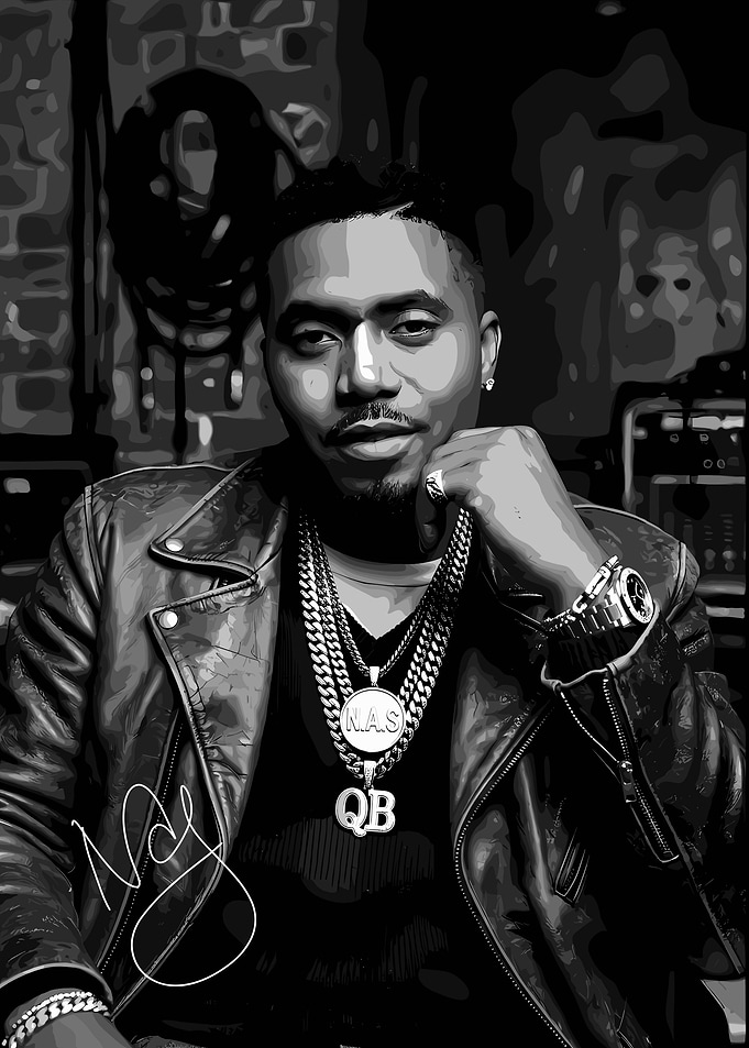 Nas in Black and White Portrait