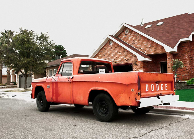 Orange Dodge Pickup Truck