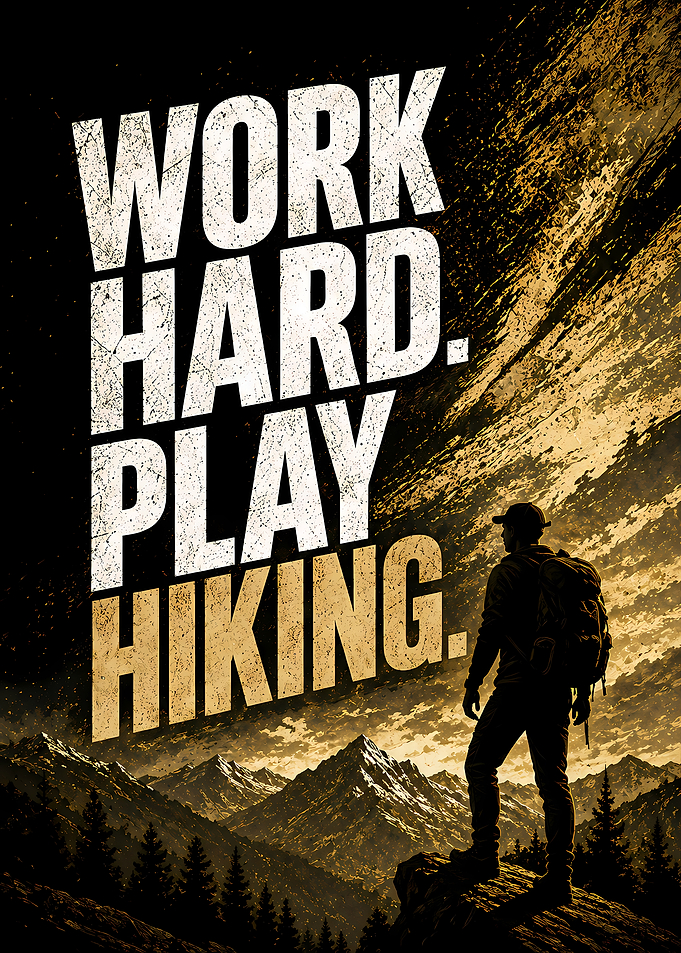 Work Hard Play Hiking Motivational Poster