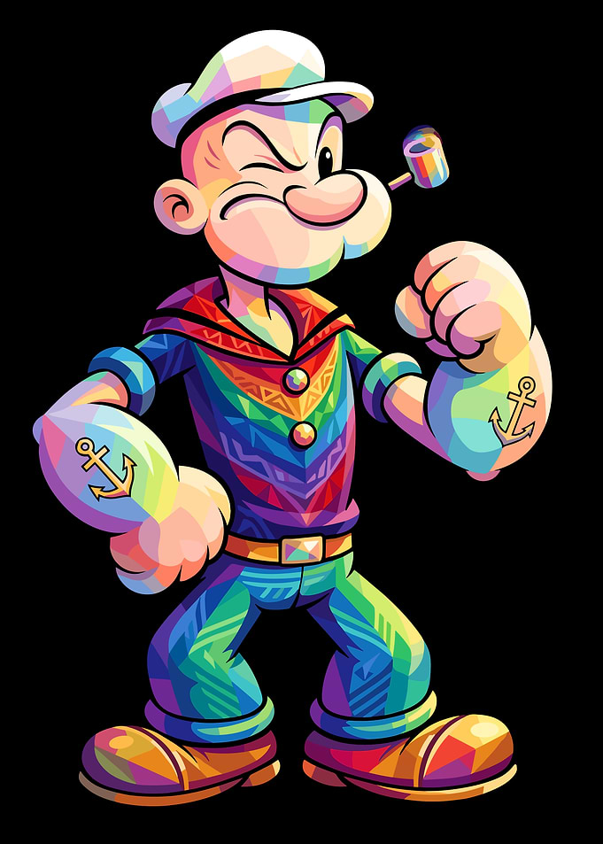 Popeye in Rainbow Geometric Style