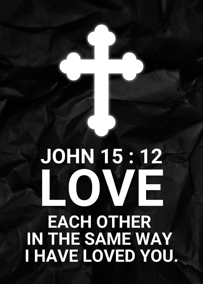 John 15:12 Christian Wall Art – Minimalist Bible Verse Poster | Love Each Other Scripture Decor