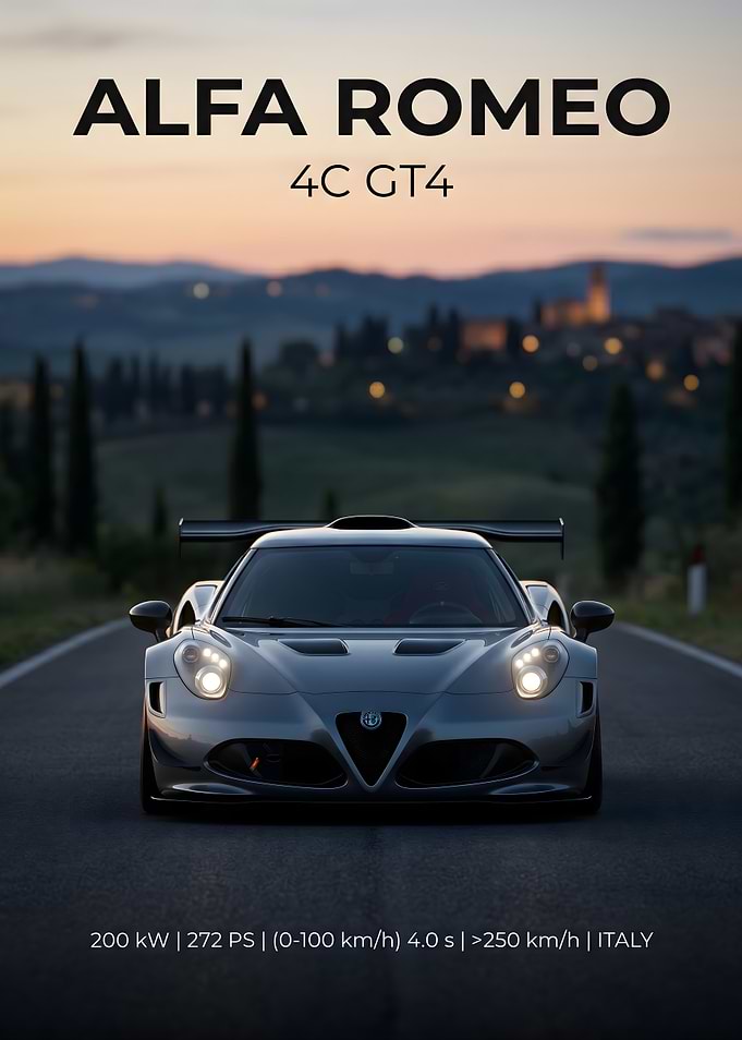 Alfa Romeo 4C GT4 on Tuscan Road