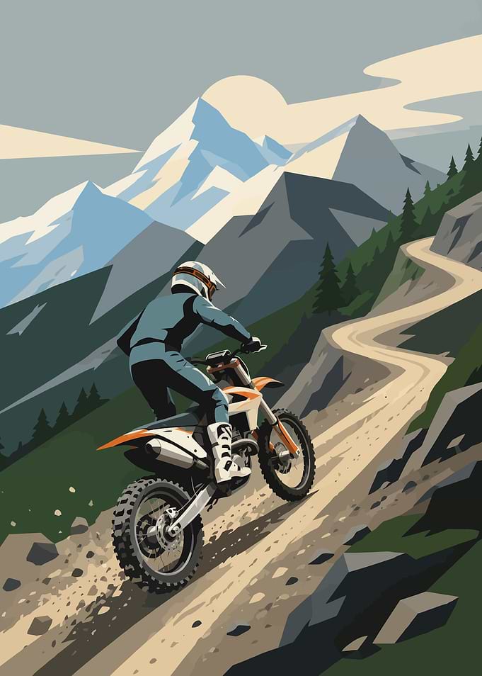 Motocross Rider on Mountain Trail