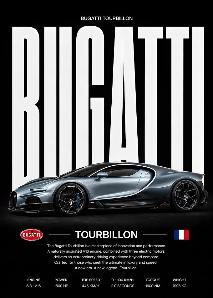 Bugatti Tourbillon Car Poster