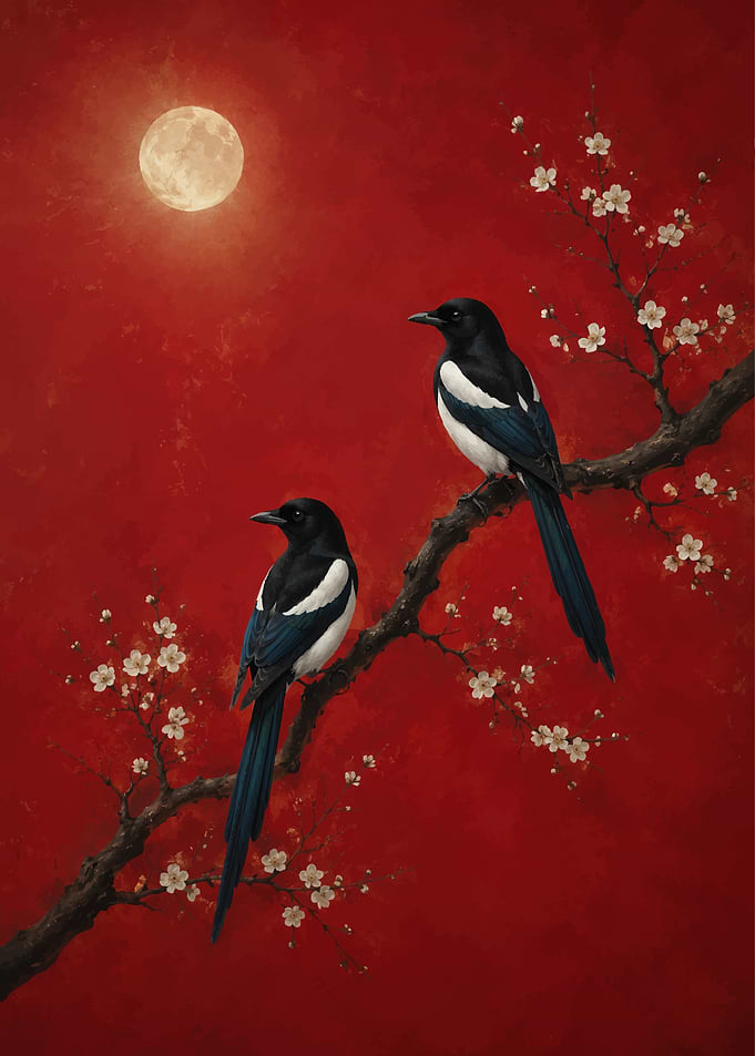 Two Magpies on a Branch