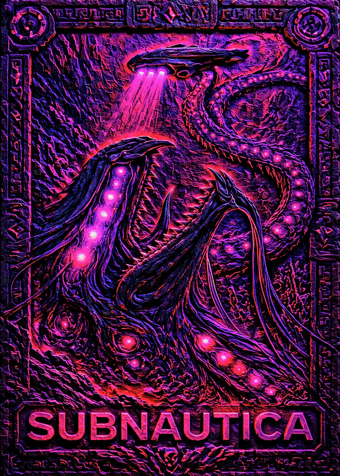 Subnautica Leviathan and Submarine