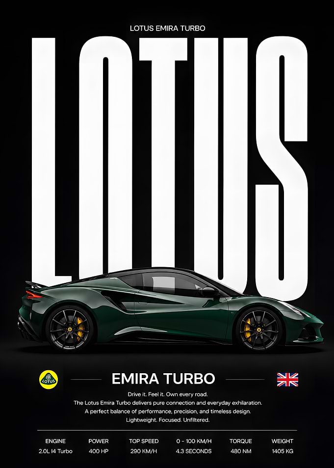 Lotus Emira Turbo Car Poster