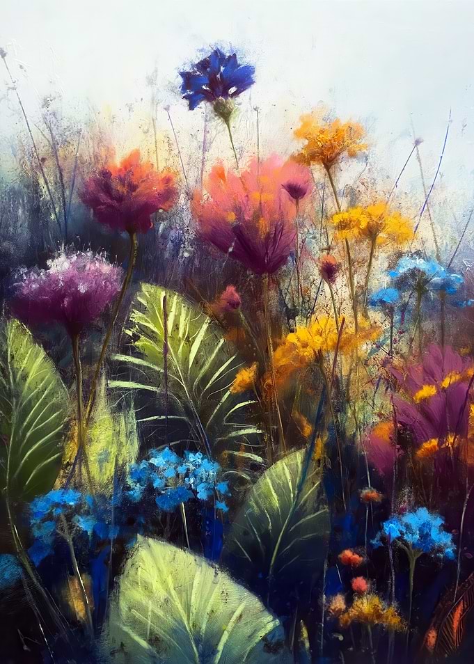 Vibrant Floral Garden Painting