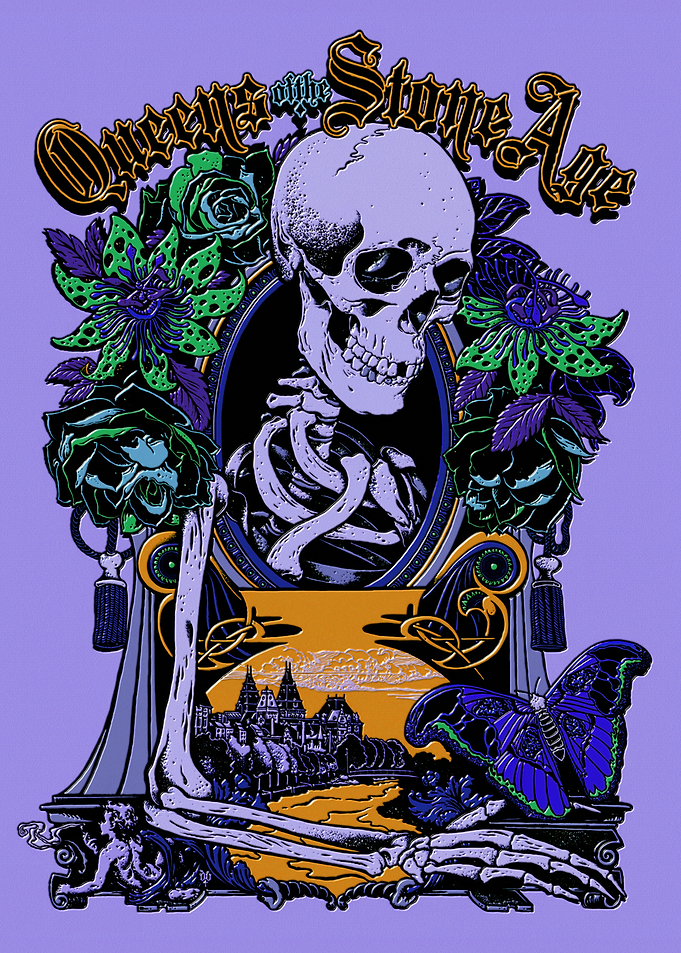 Queens of the Stone Age Skeleton Floral Art