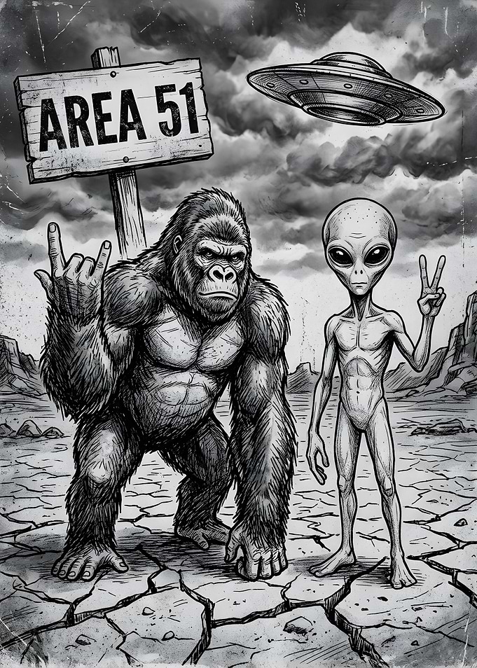 Gorilla and Alien at Area 51