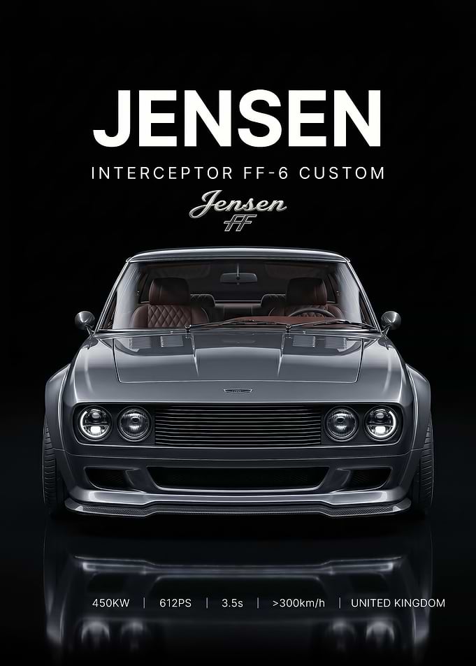 sleek Jensen Interceptor FF-6 Custom Car poster