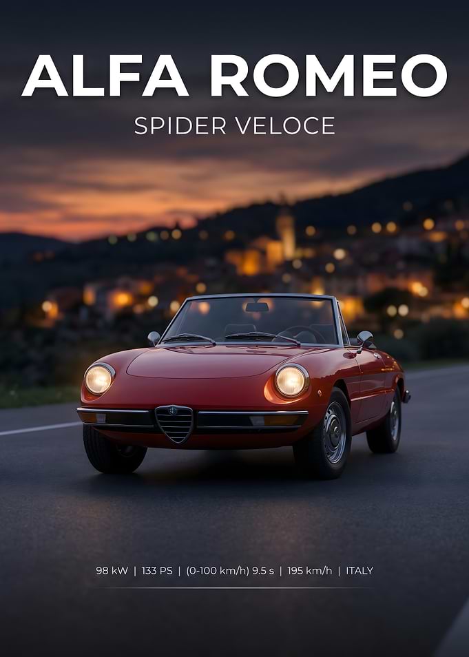 Alfa Romeo Spider Veloce at Dusk