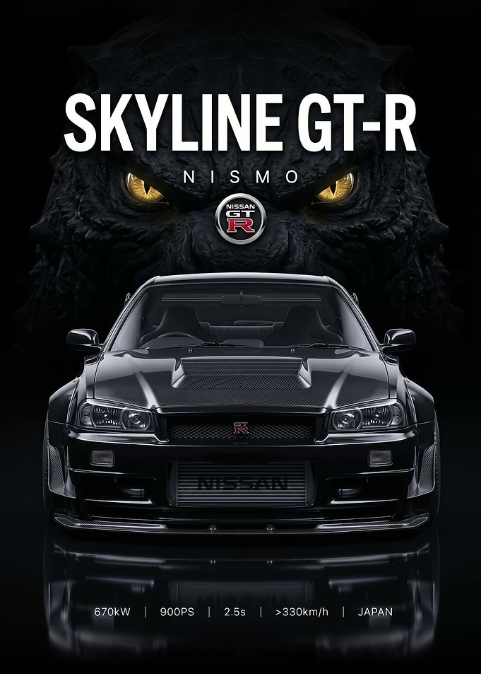 Nissan Skyline GT-R godzilla car Poster