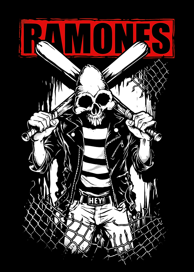 Ramones Skull with Baseball Bats