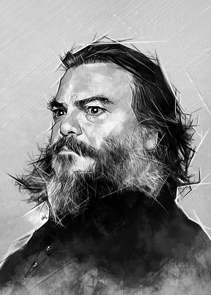Black and White Portrait of Jack Black