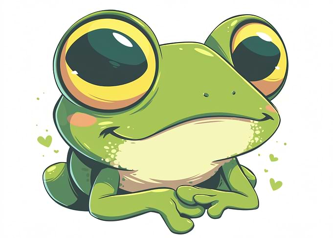 Cute Cartoon Frog with Big Eyes