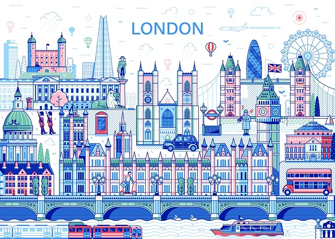 London Panoramic Cityscape Illustration