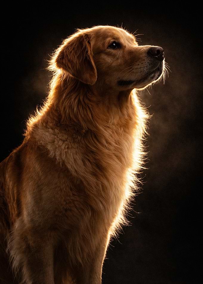 Golden Retriever in Dramatic Light
