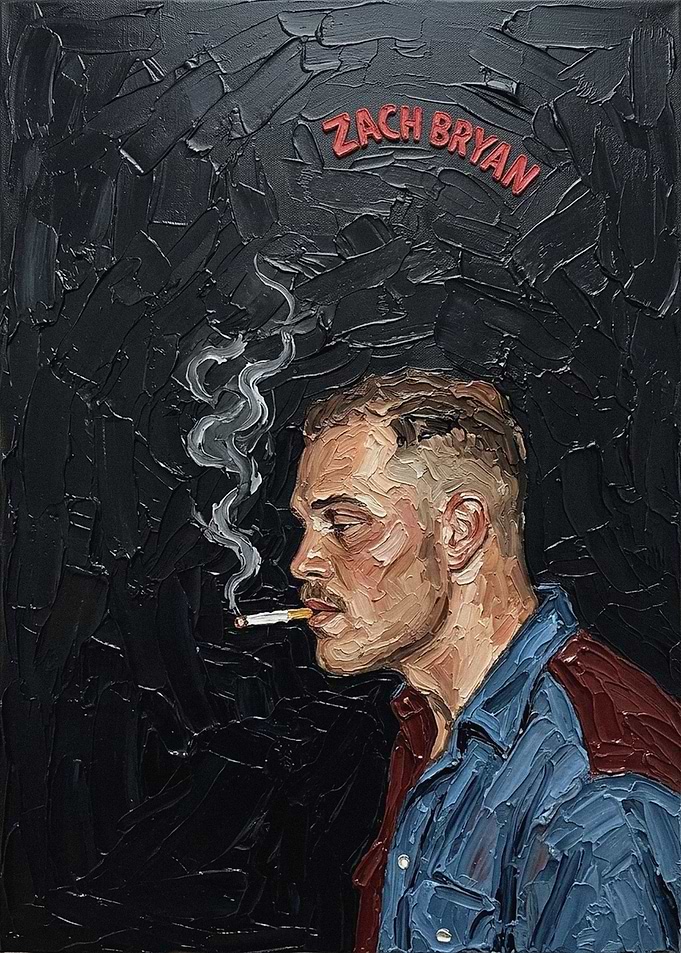 Zach Bryan Smoking Portrait