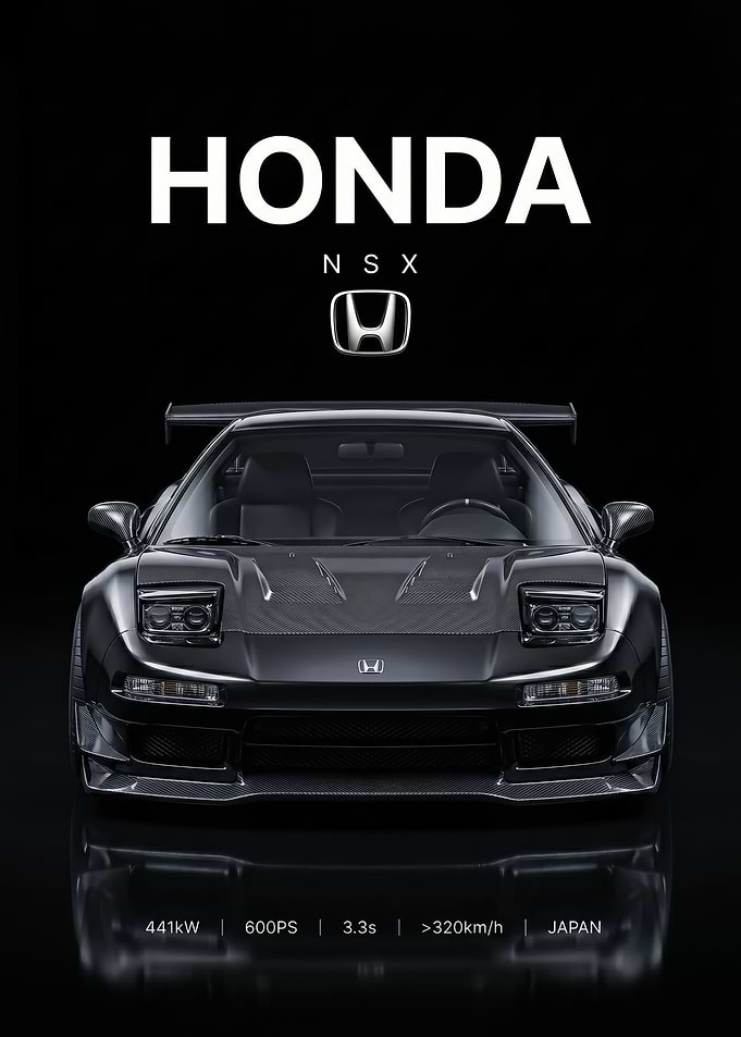 sleek sport Honda NSX Supercar black car poster