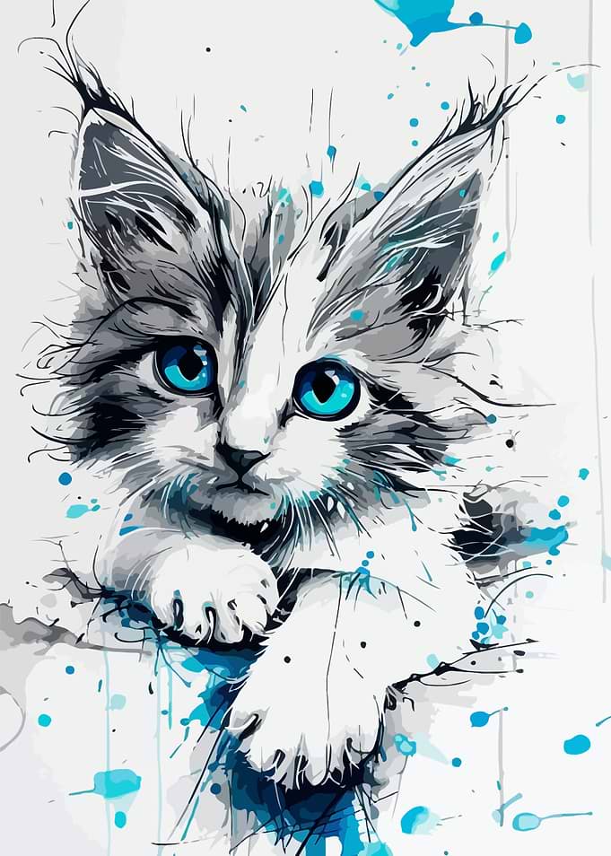Cute Kitten with Blue Eyes