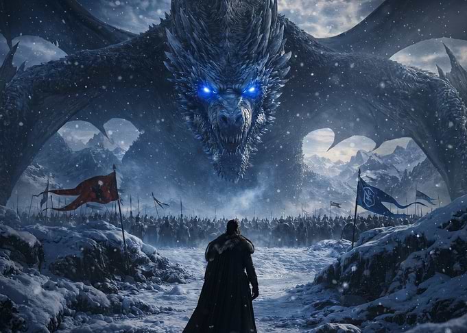 Dragon vs Army in Snow