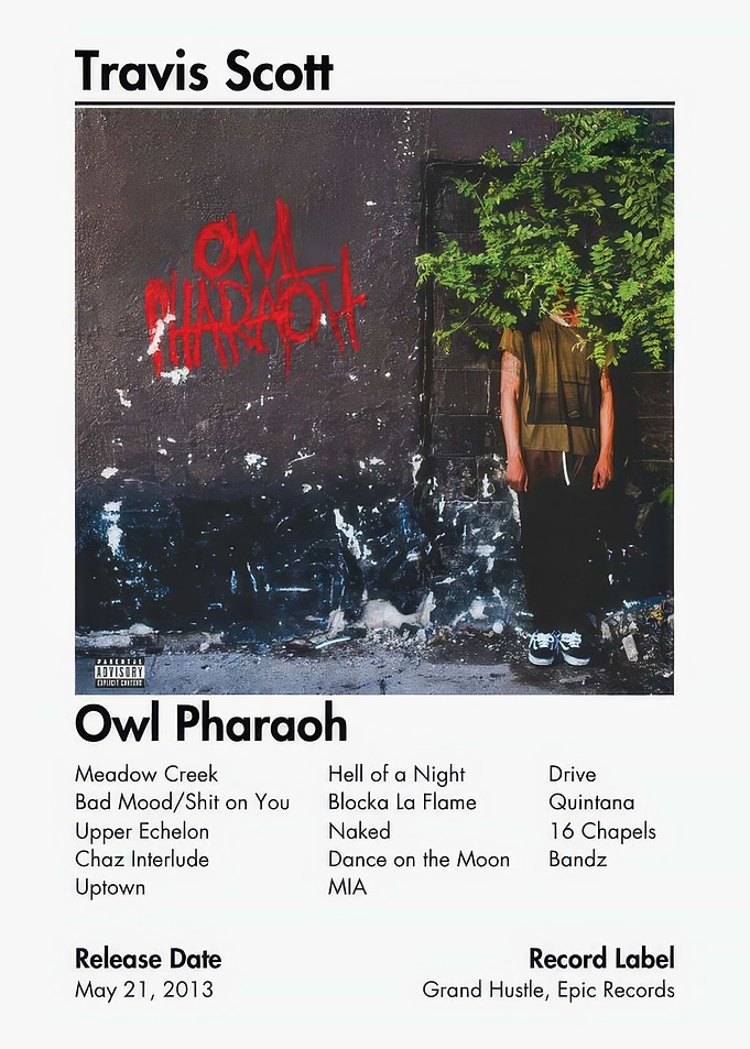 Travis Scott Owl Pharaoh Album Poster