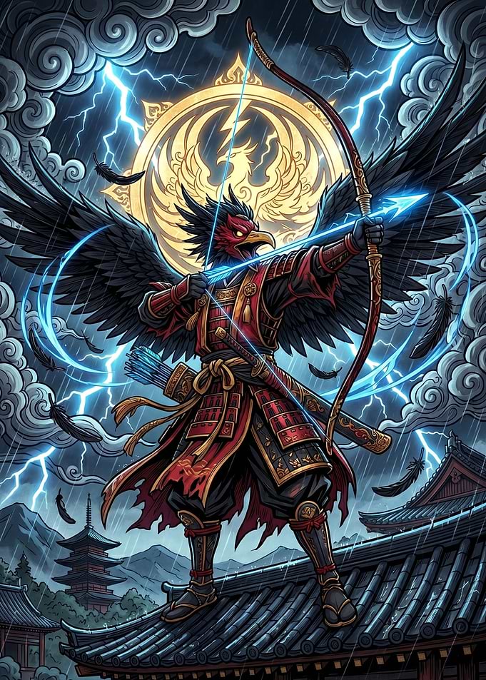 Samurai Bird Archer in Storm