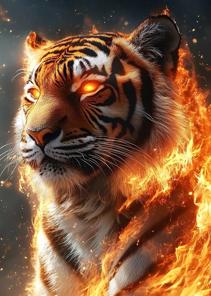 Fiery Tiger with Glowing Eyes