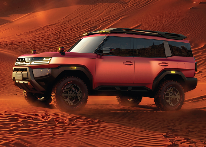 Nissan Red SUV in Desert Dunes