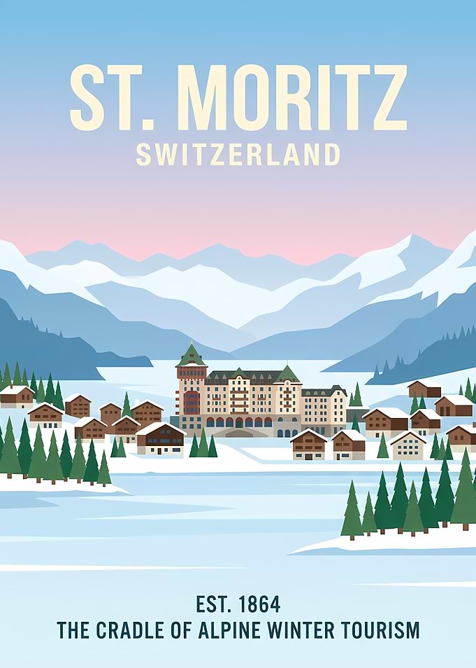 St. Moritz Vintage Travel Poster