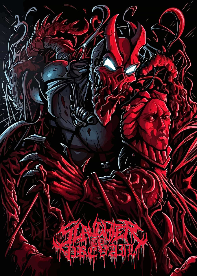 Demonic Figure with Red Tendrils