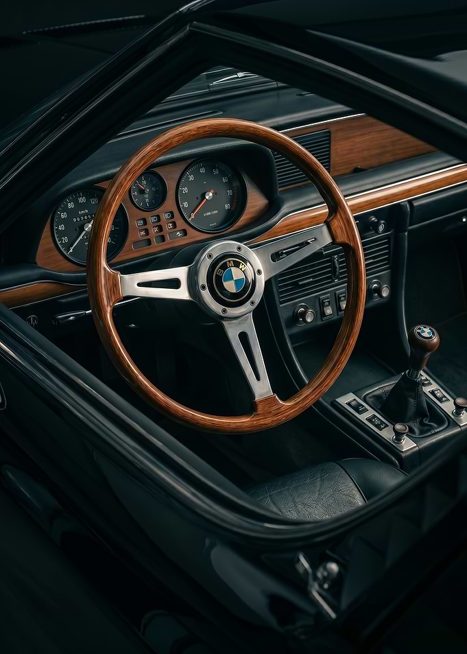 close up Vintage BMW Car Interior poster