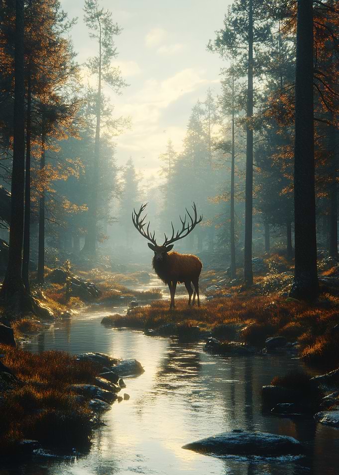 Majestic Deer in Autumn Forest