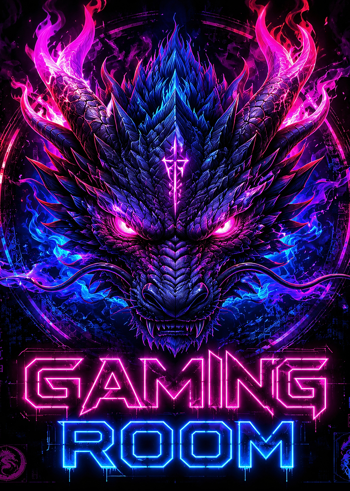 Neon Dragon Gaming Room Sign