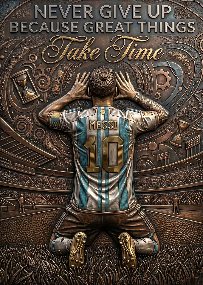 Messi Never Give Up Inspirational Art