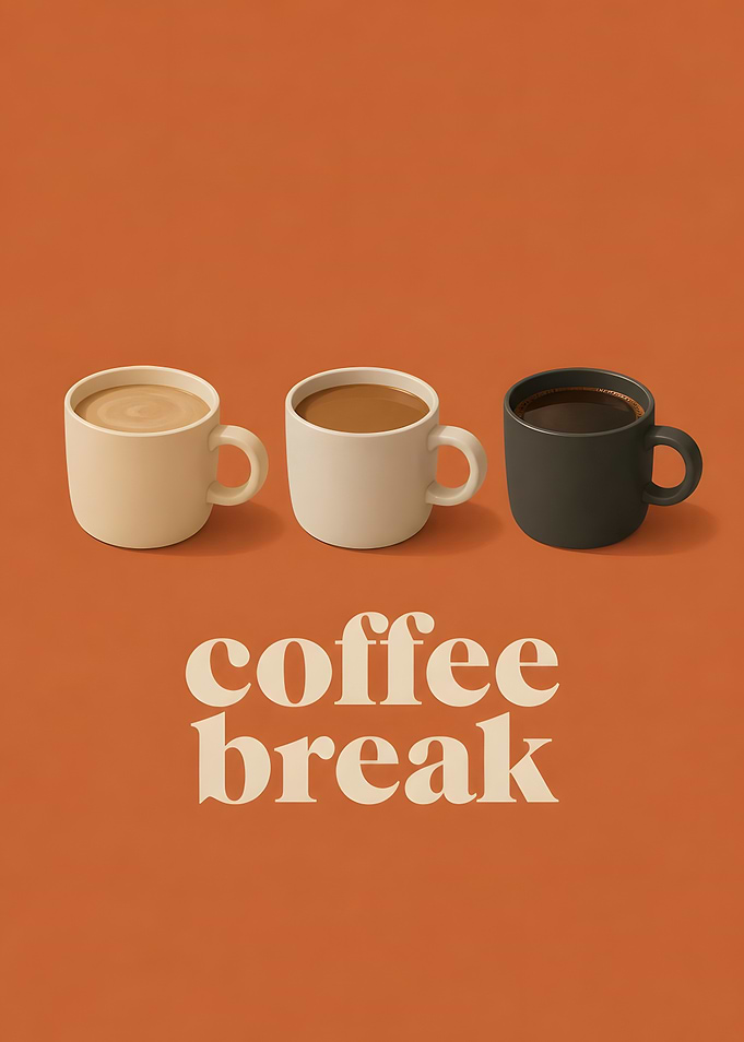 Coffee Break – Retro Terracotta Coffee Poster | Minimalist Kitchen Wall Art for Coffee Lovers