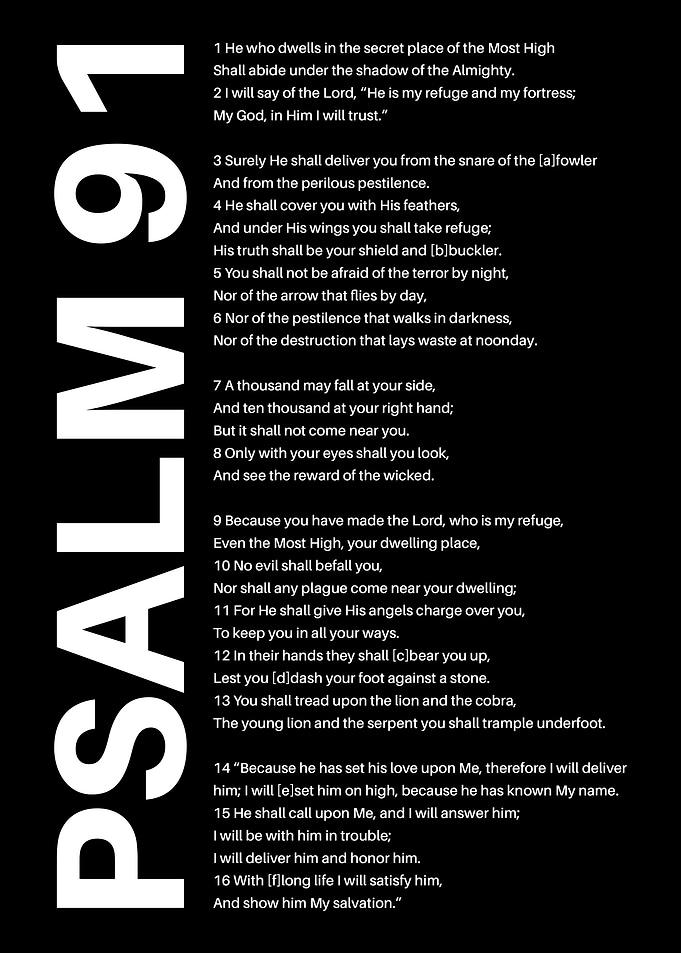 Psalm 91 Bible Verse Christian Text Art