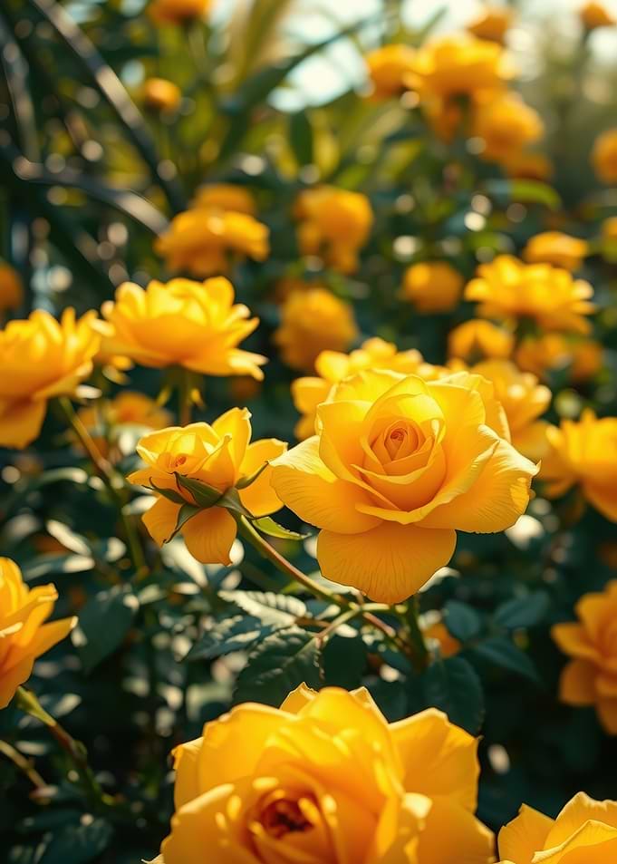 Vibrant Yellow Roses in Bloom