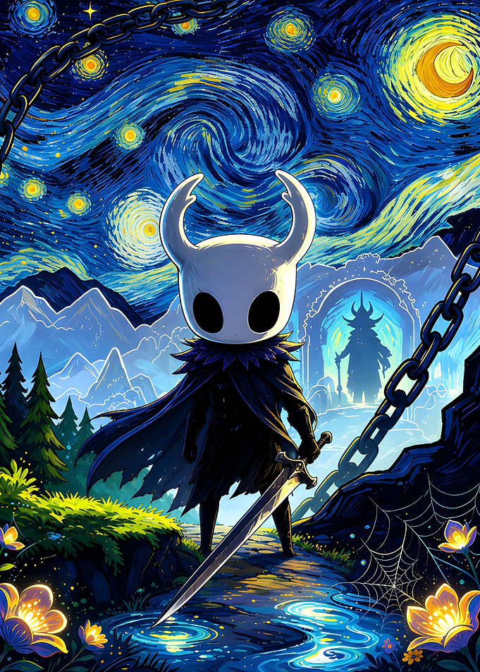 Hollow Knight in Starry Night
