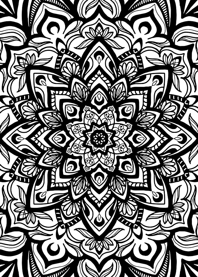 Intricate Black and White Mandala Design