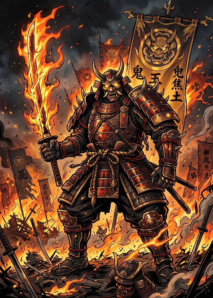 Fiery Samurai Warrior