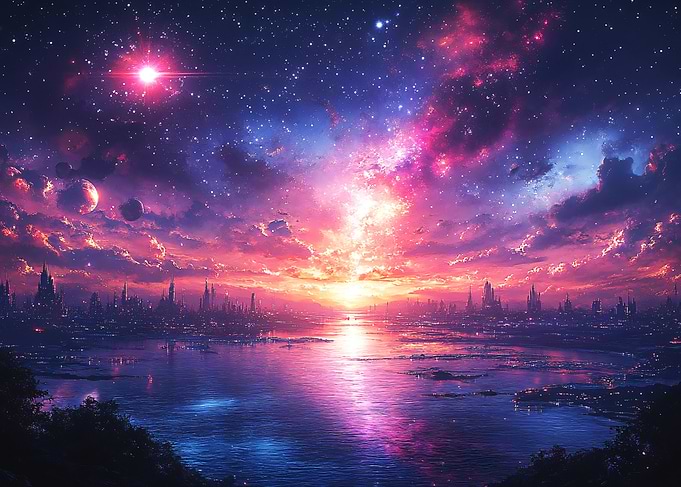 Futuristic Cityscape at Sunset