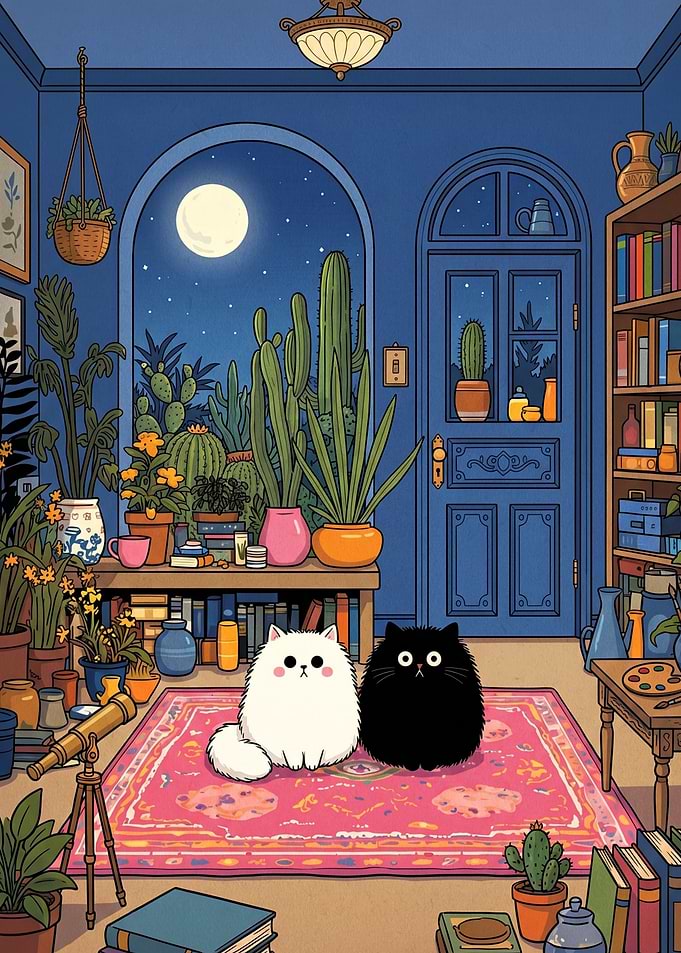 Cute Cats in a Cozy Room