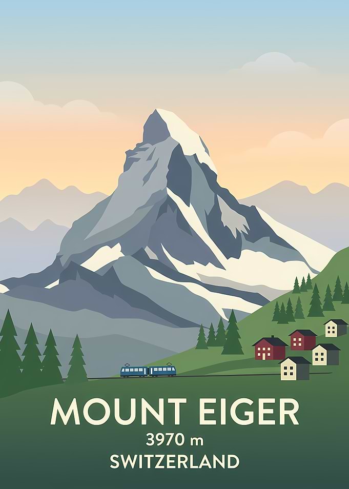 Mount Eiger Switzerland Travel Poster