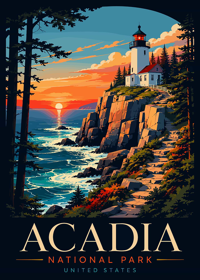 Acadia National Park Vintage Poster