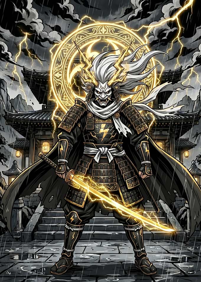Samurai Warrior with Lightning Sword